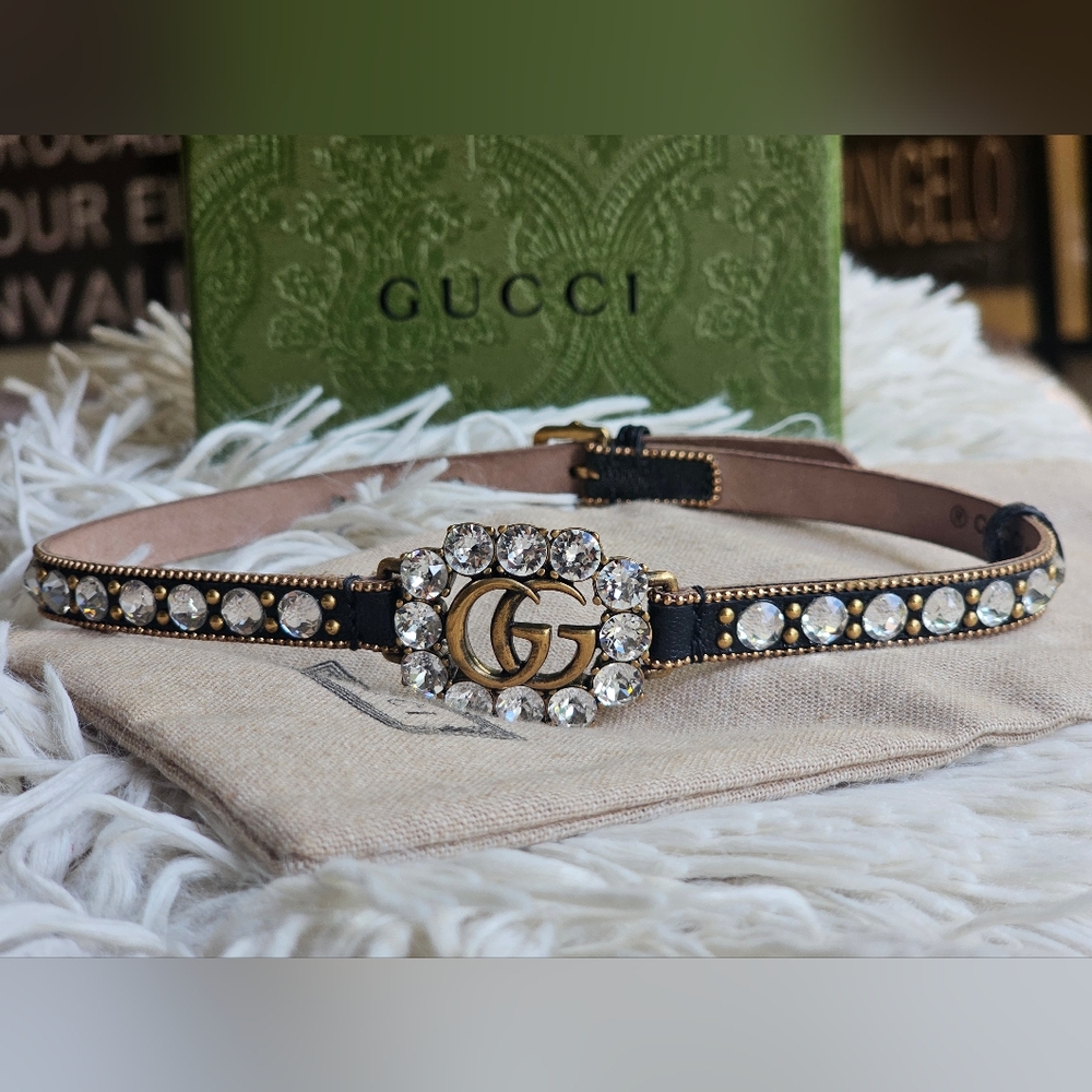 Gucci Black and Gold Crystal Embellished Choker Necklace